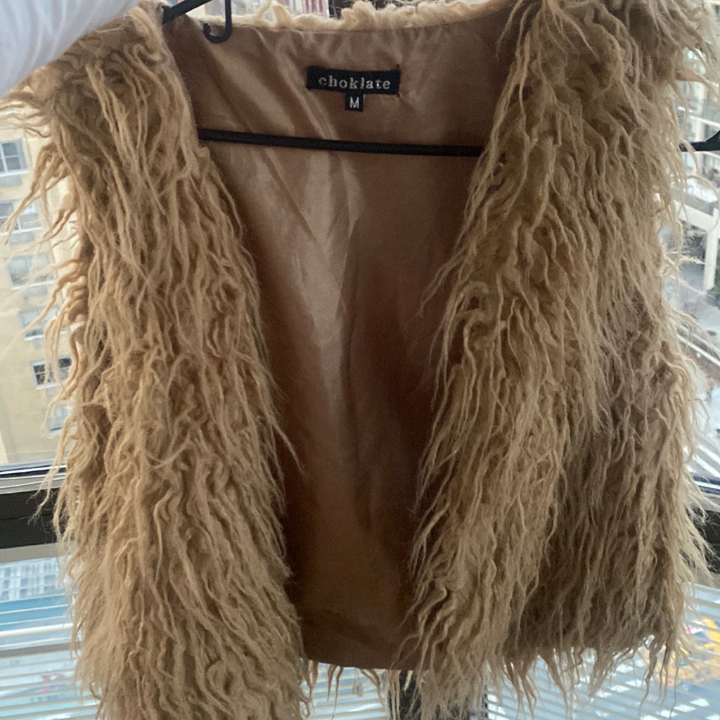 Faux Fur Tan Vest Good For FestivalsMardi GrasCostumes Etc ShaggyFluffy